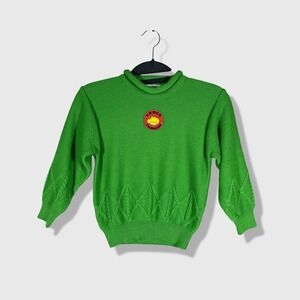 Croco Kids Sweater Kids Size 6 Green Vintage Retro‎ Preppy Kitsch Animal Core
